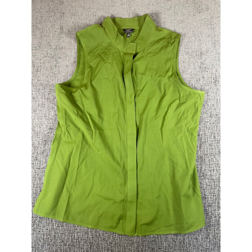 Talbots Womens‎ Lime Green Wrinkle Resistant Sleeveless Mock Neck Shirt Size 14